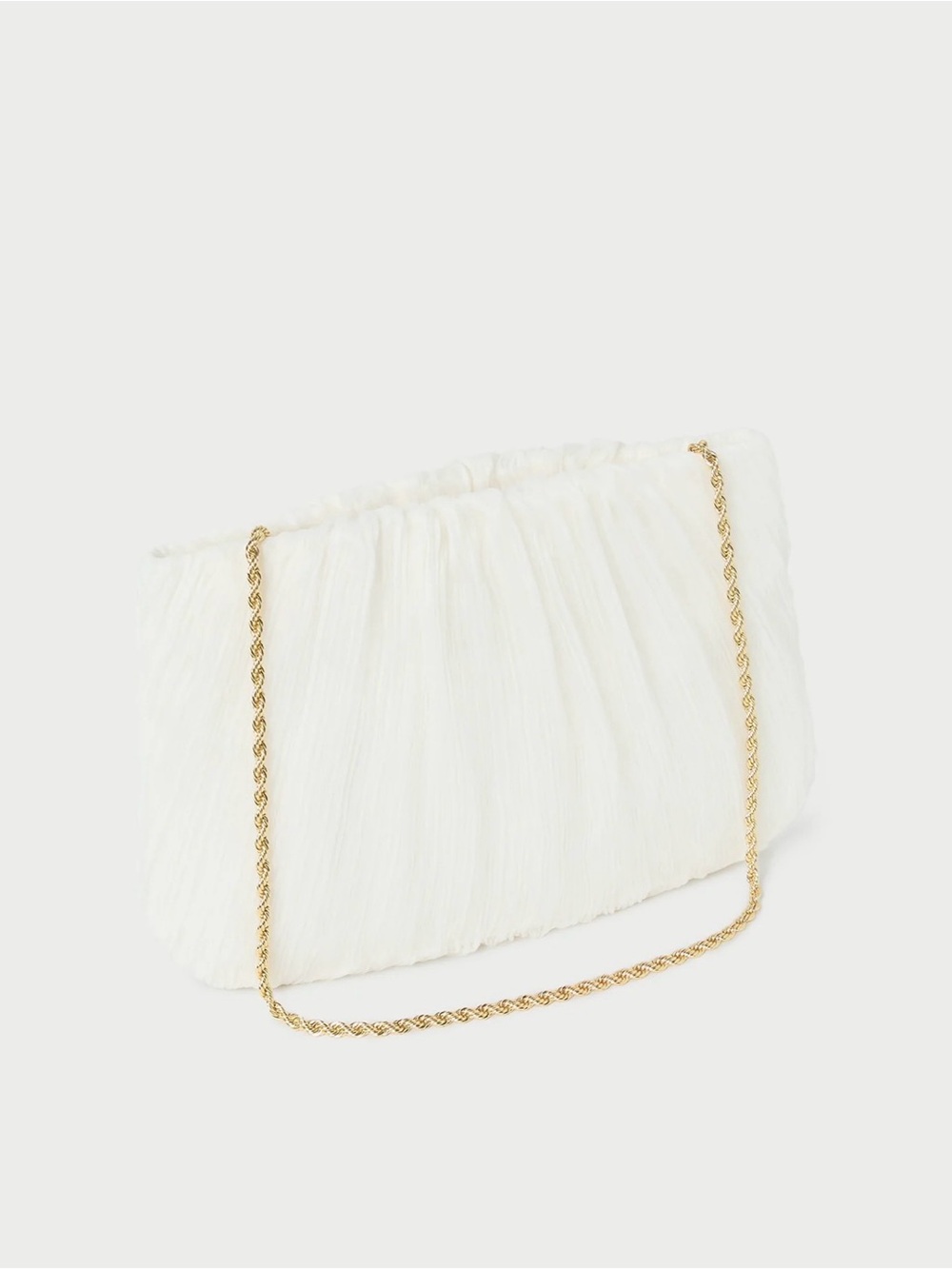 Loeffler Randall Pleated Cream Wristlet Clutch